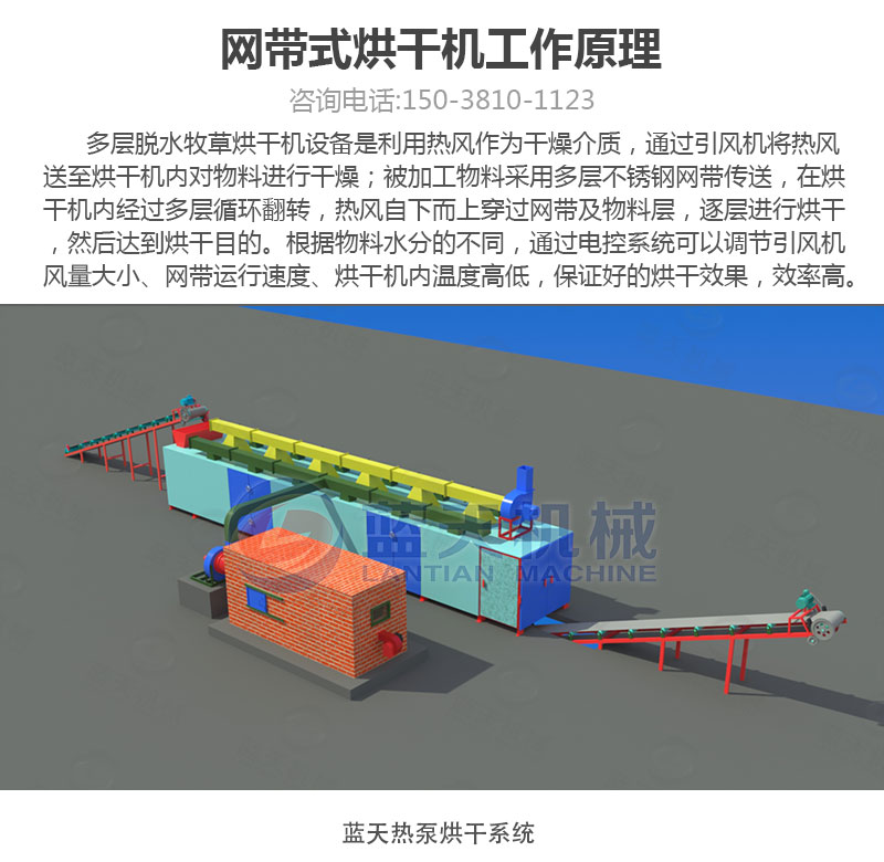 牧草網帶式烘干機工作原理